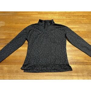 Avia Womens XS Cheetah Print Black Gray Long Sleeve Athletic Shirt With 1/4 Zip